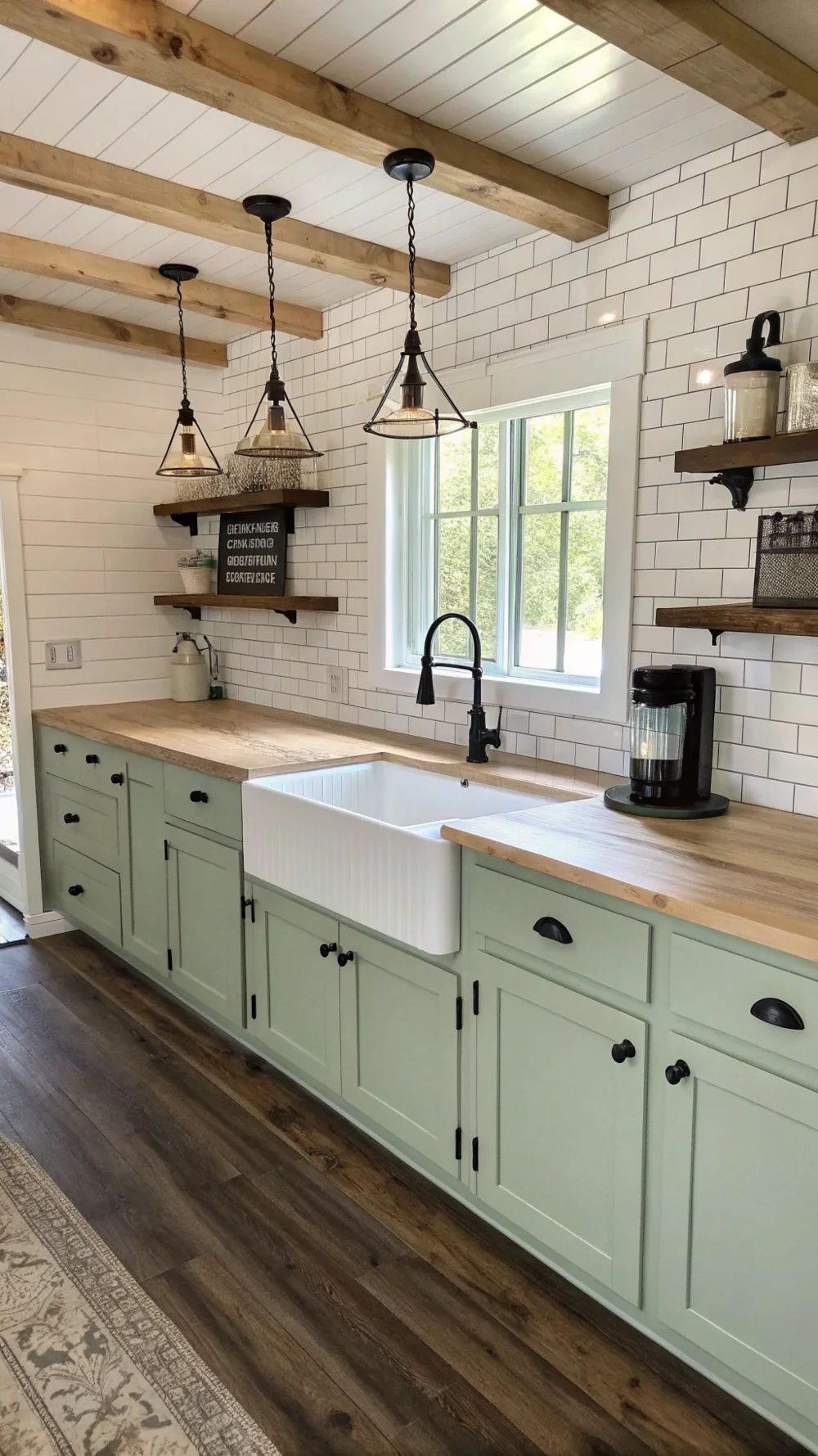 Sage Green Shiplap Cabinet Doors