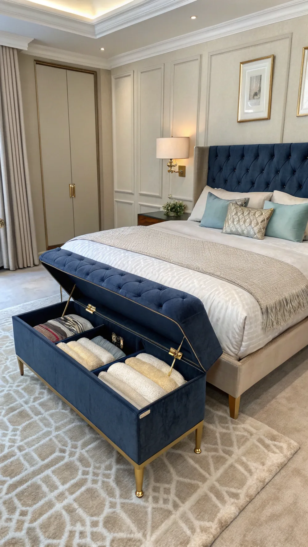 Stylish Storage Ottoman at Foot of Bed