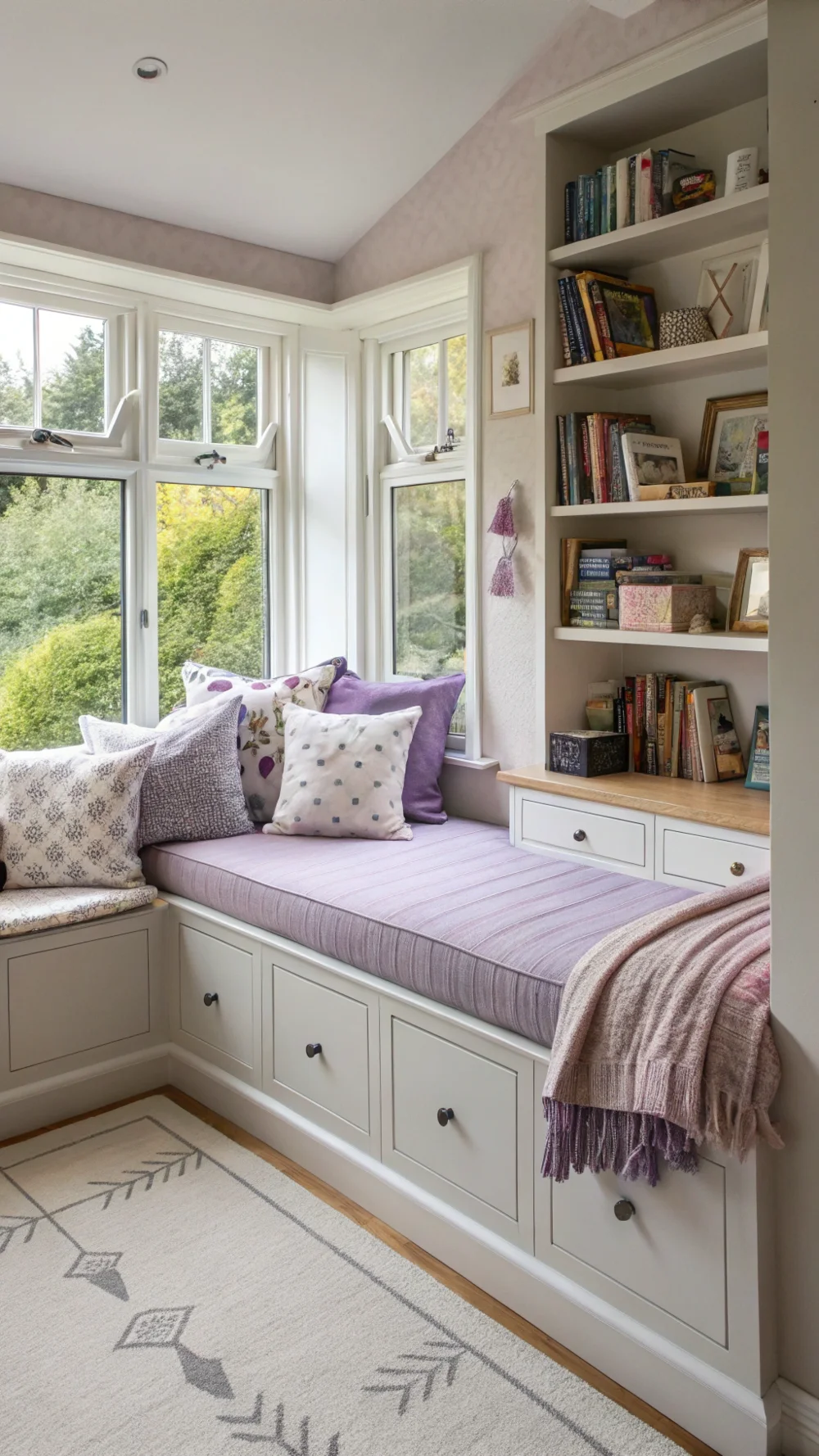 Window Seat Storage Bench with Lift-Top Cushions