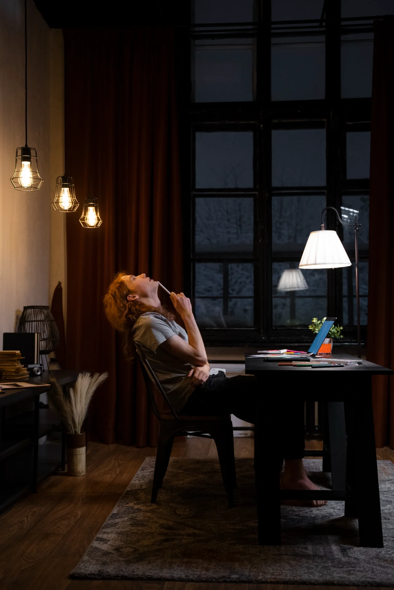 Layered Pendant and Task Lighting Combination