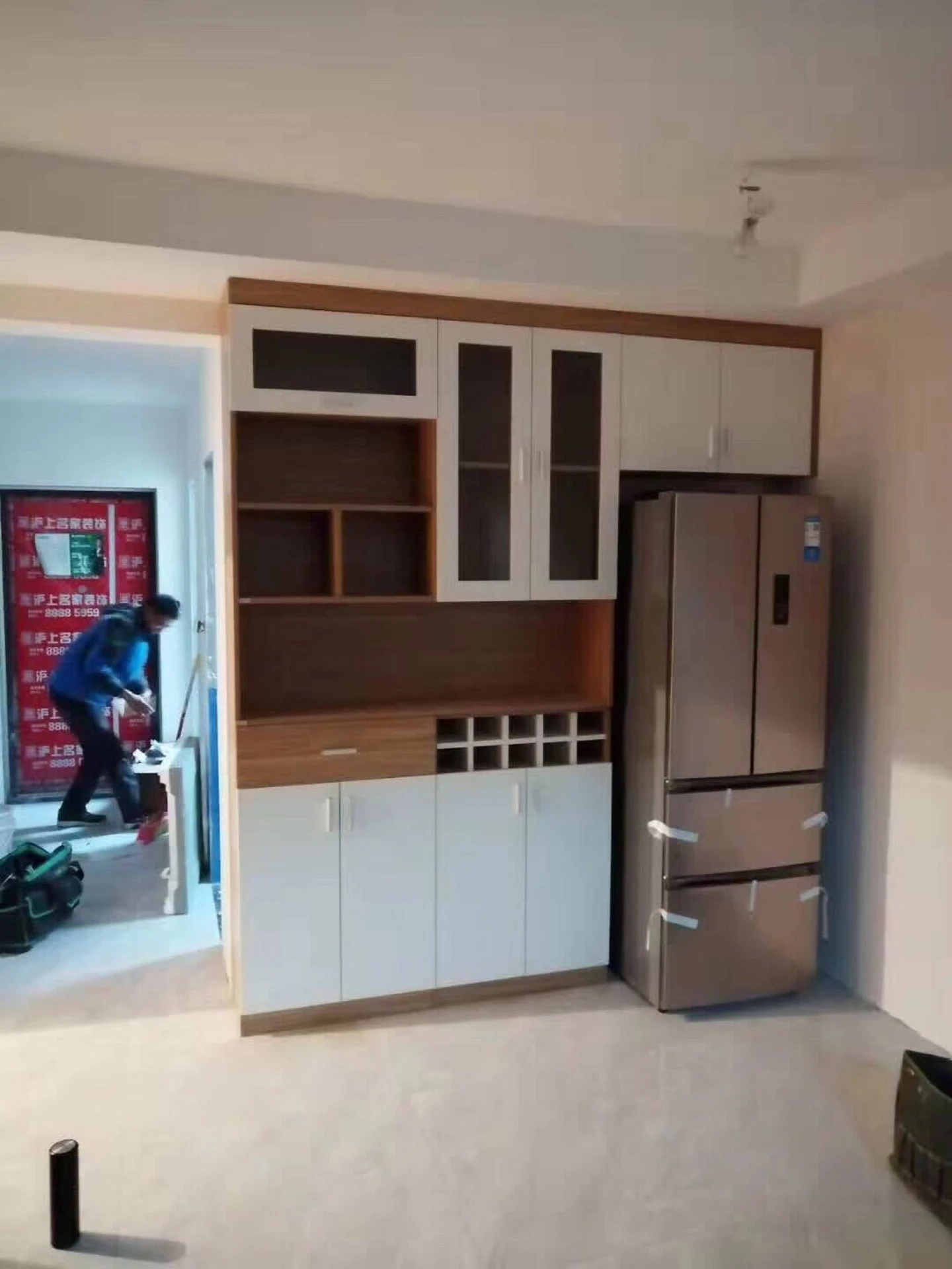 Modular Mixed-Material Cabinet Wall System