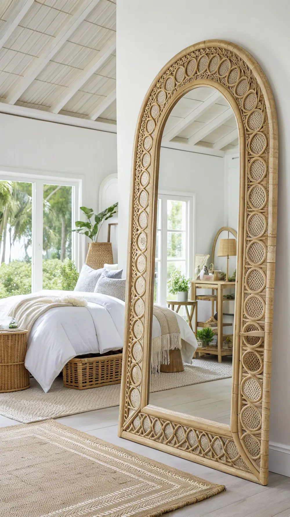 Rattan Woven Arch Mirror