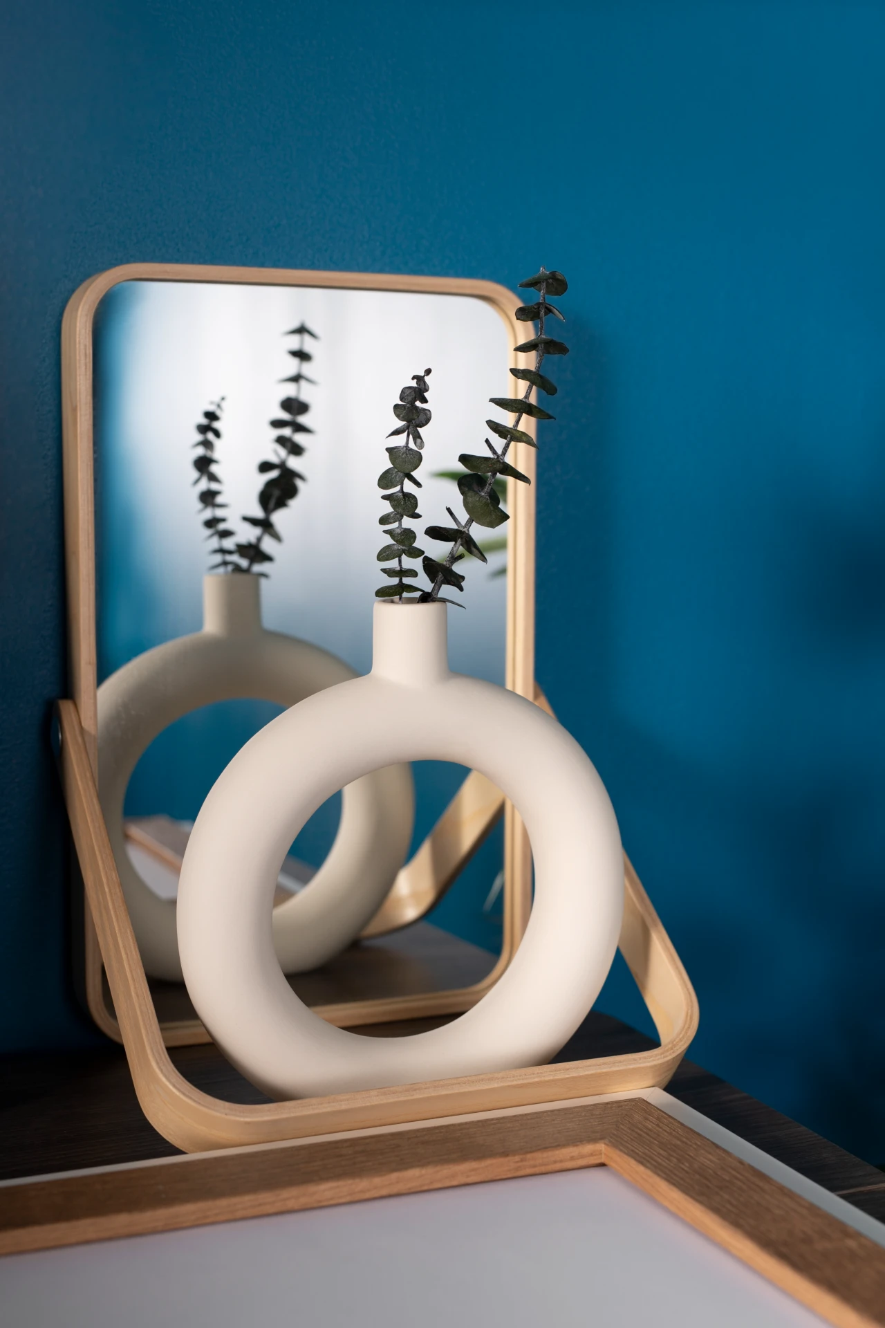 Scandinavian Rounded Corner Arch Mirror with Natural Wood Frame