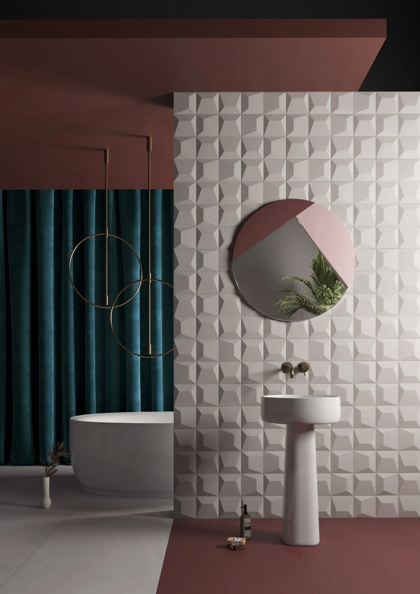 Geometric White Ceramic Tile Backsplash